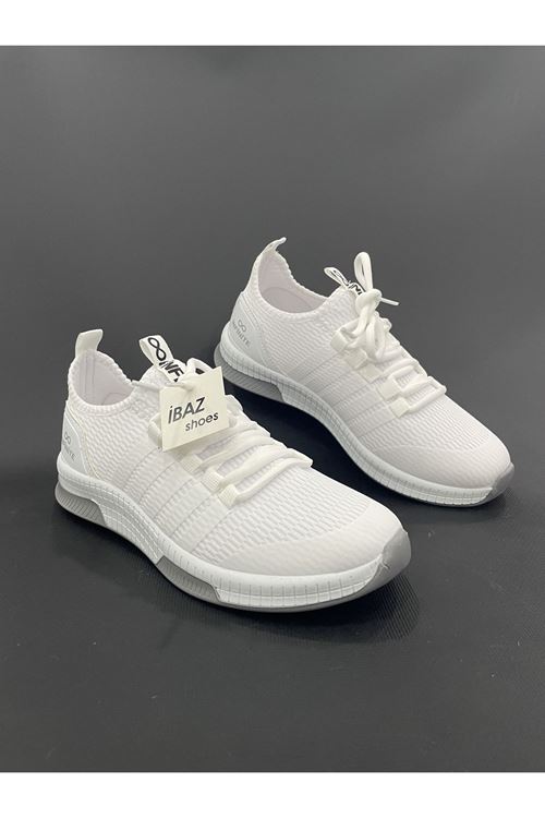 Triven Beyaz Gri Fileli Kadın Günlük Sneaker