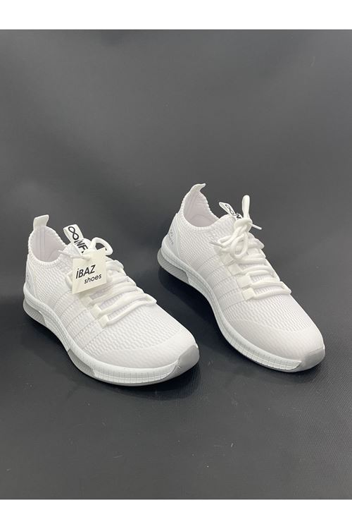 Triven Beyaz Gri Fileli Kadın Günlük Sneaker