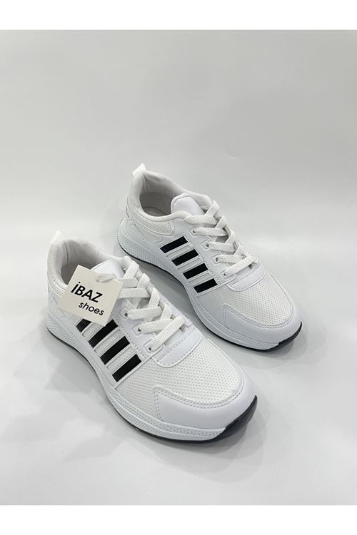 Volar Beyaz Siyah Çizgili Kadın Sneaker