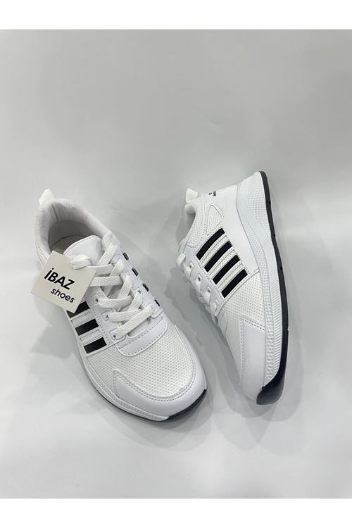 Volar Beyaz Siyah Çizgili Kadın Sneaker