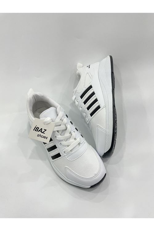 Beyaz Siyah Çizgili Kadın Sneaker