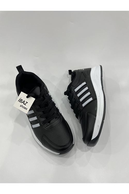 Siyah Beyaz Çizgili Kadın Sneaker