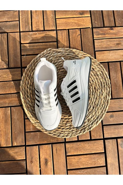 Volar Beyaz Siyah Çizgili Kadın Sneaker