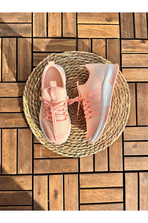 Triven Pudra Kadın Çizgili Sneaker