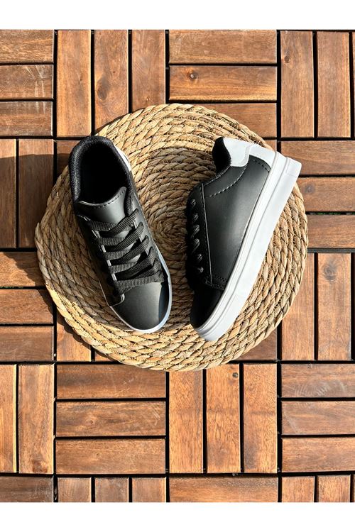 Nayro Siyah Beyaz Yüksek Topuklu Sneaker