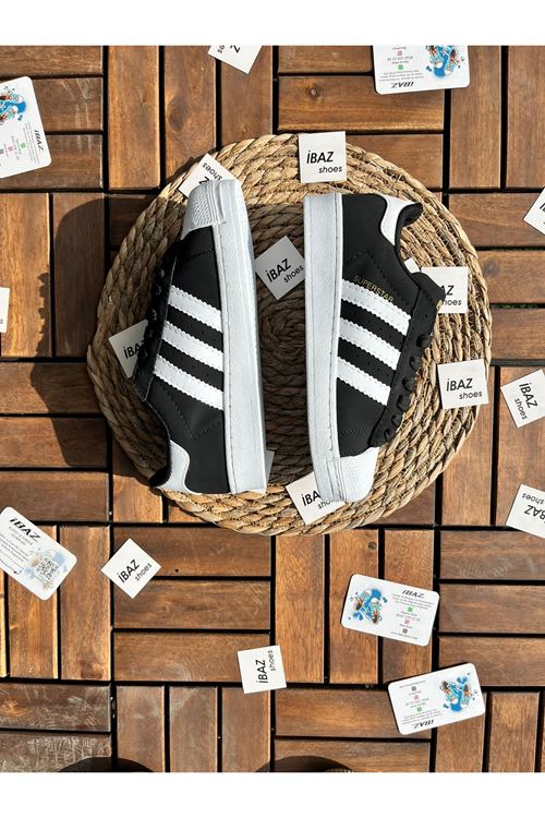 Süper Star Siyah Beyaz Nubuk Sneaker