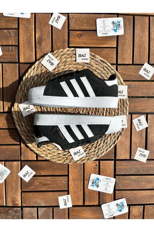 Süper Star Siyah Beyaz Nubuk Sneaker
