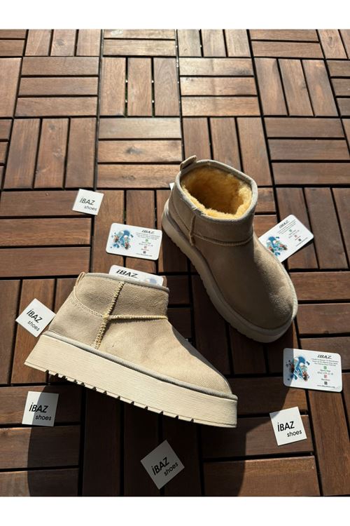 Tüylü Platform Bot Bej