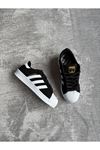 Süper Star Siyah Beyaz Nubuk Sneaker